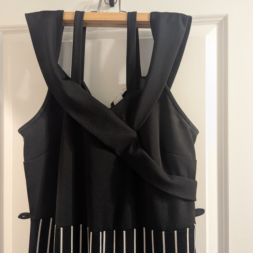 Ashley Stewart Black and White Stripe Romper